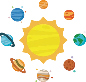 Solar System Celestial Bodies Illustration Clipart - Stylized Planetary Design