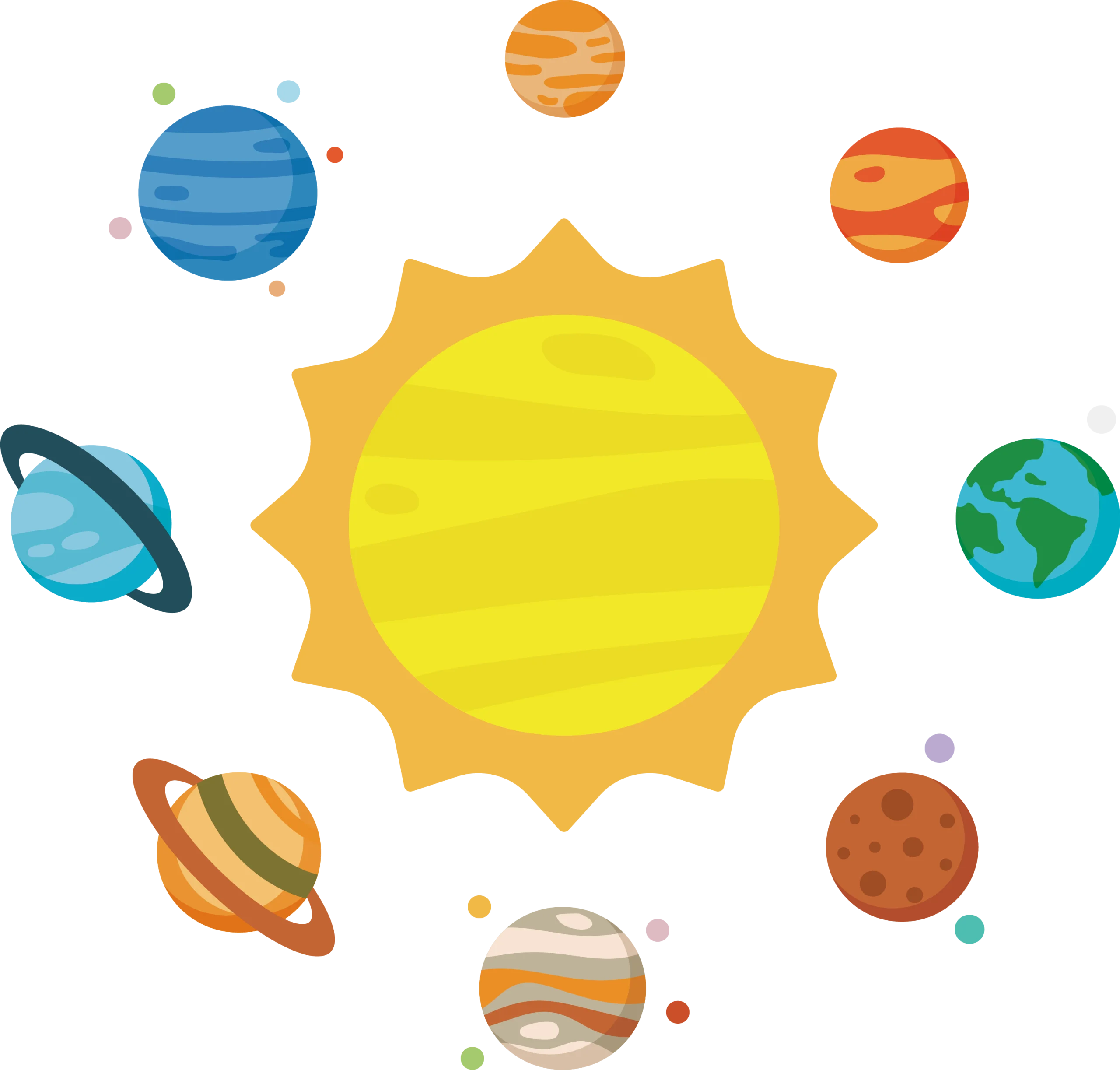 Solar System Celestial Bodies Illustration Clipart - Stylized Planetary Design