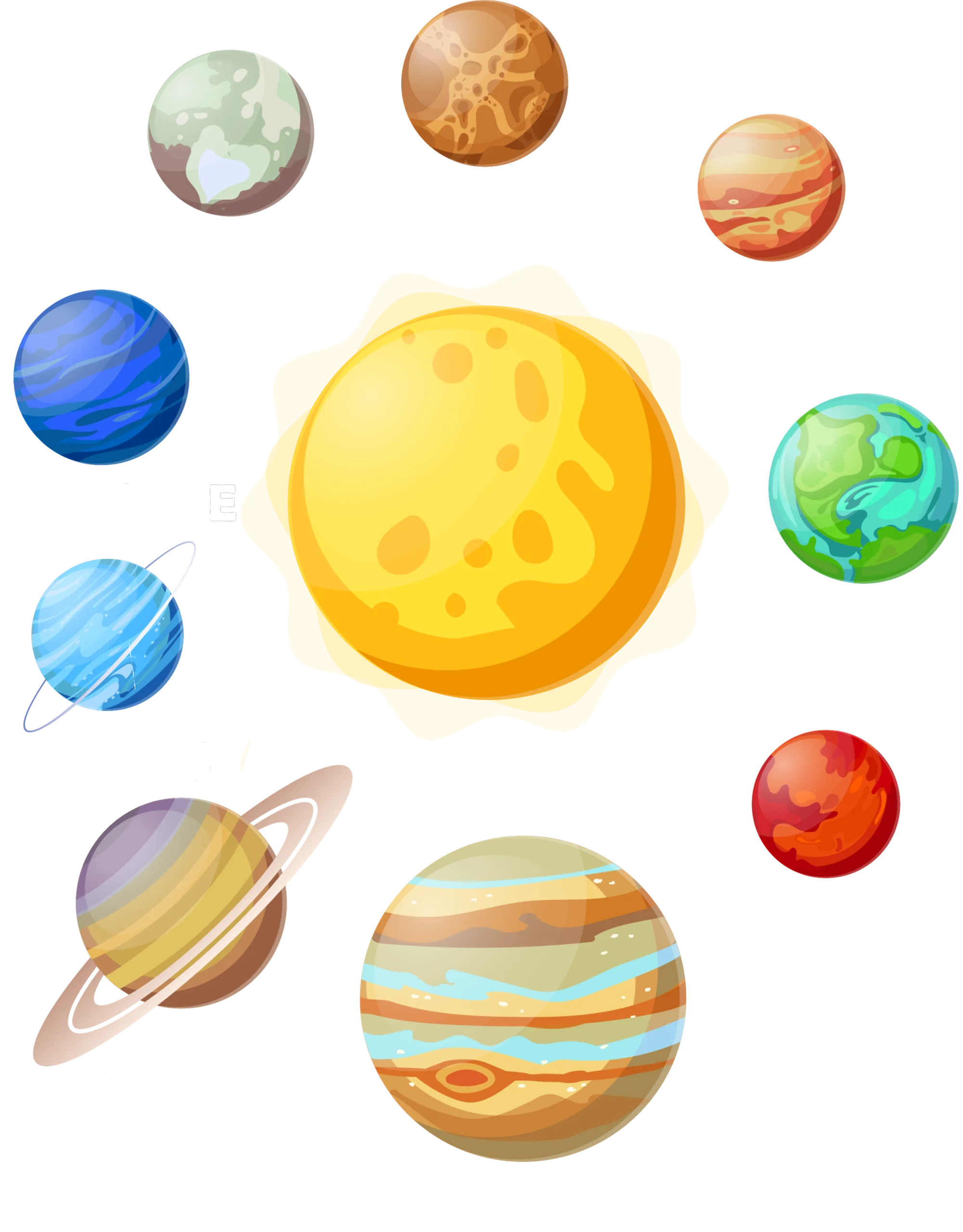 Solar System Celestial Bodies Watercolor Planets Clipart Collection