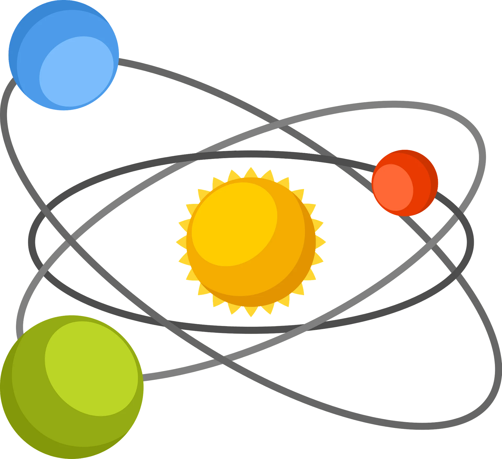 Stylized Solar System Orbital Paths Clipart with Celestial Bodies