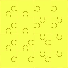 Sunny Yellow Jigsaw Puzzle Pieces Clipart - Interconnected Problem-Solving Design
