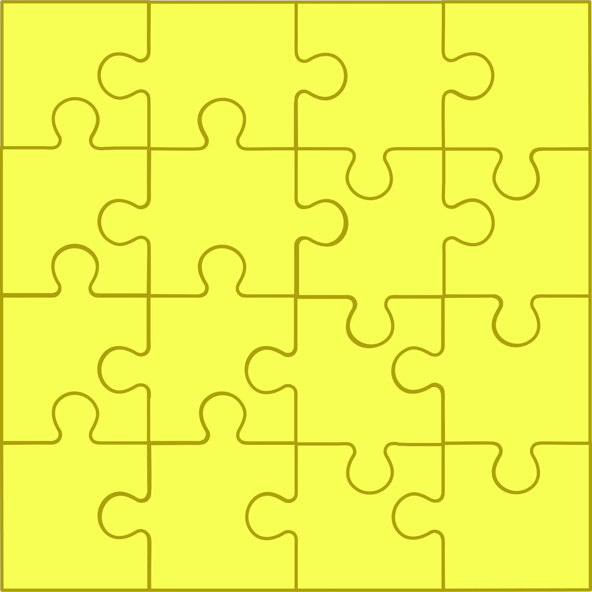 Sunny Yellow Jigsaw Puzzle Pieces Clipart - Interconnected Problem-Solving Design