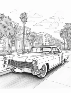 Vintage 1960s Lincoln Continental Luxury Sedan Architectural Clipart Sketch