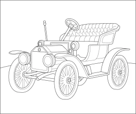 Vintage Ford Model T Antique Automobile Technical Clipart Illustration