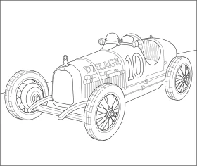 Vintage Racing Car Line Art Clipart - Classic Automotive Sketch Design