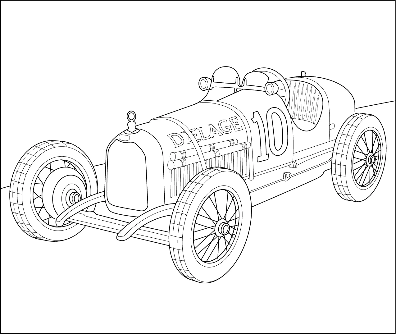 Vintage Racing Car Line Art Clipart - Classic Automotive Sketch Design