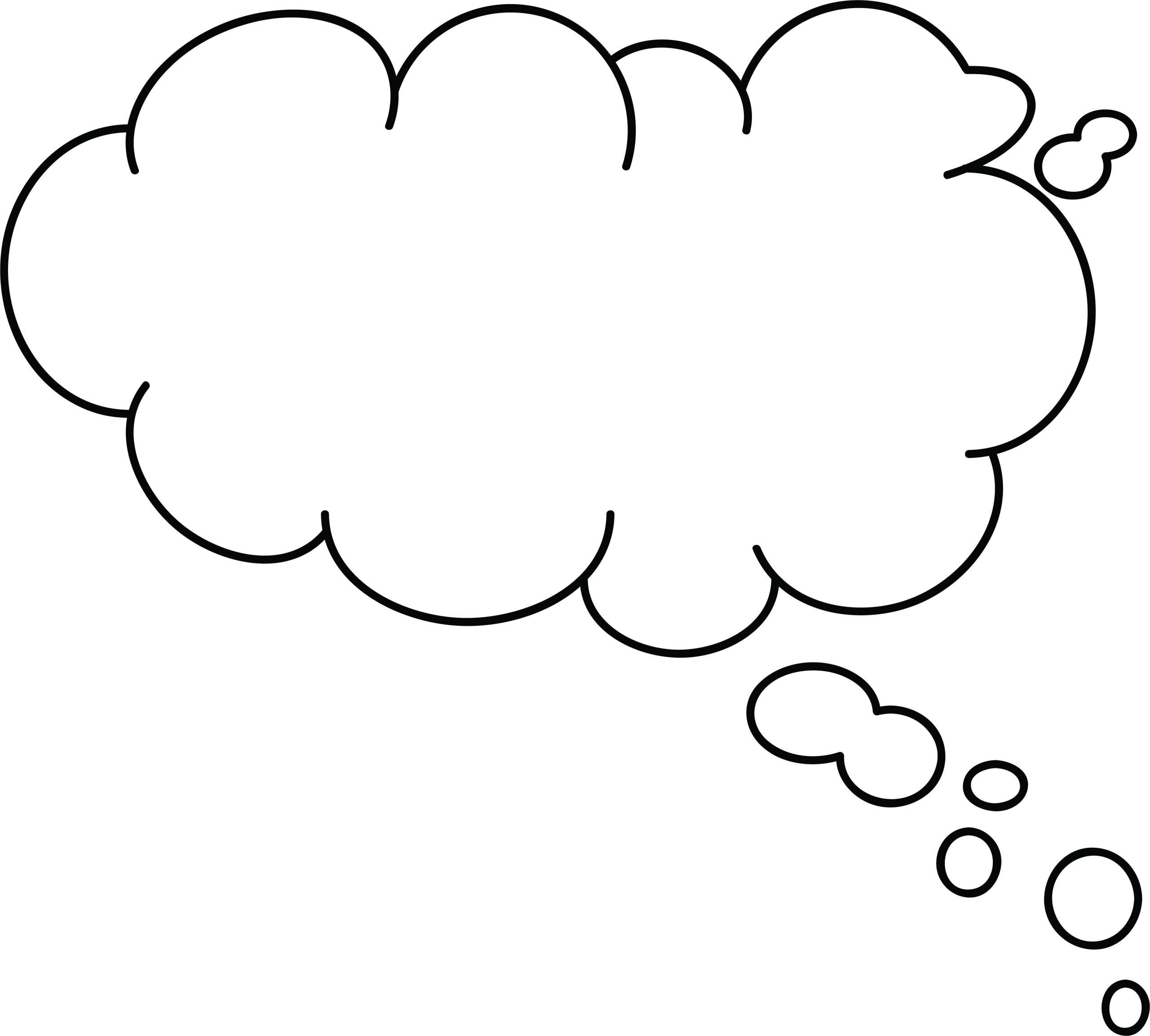 Whimsical Hand-Drawn Comic Thought Bubble Clipart with Delicate Bubbles