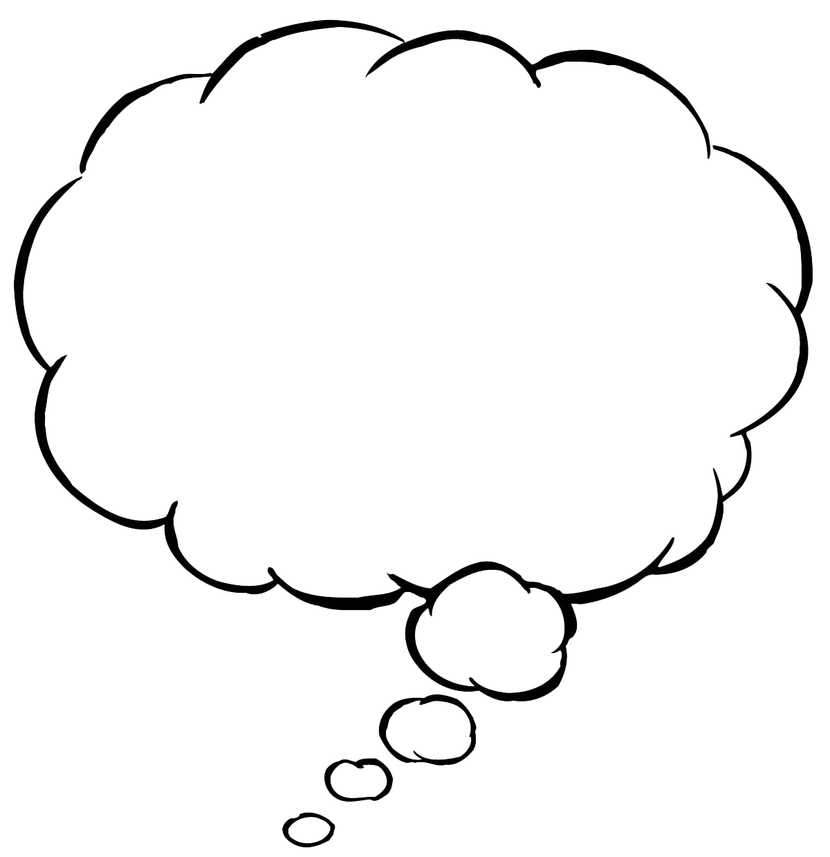 Whimsical Hand-Drawn Thought Bubble Clipart with Cloudy Contours and Connecting Nodes