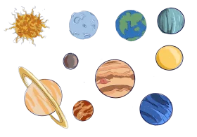 Whimsical Solar System Planets and Celestial Bodies Watercolor Clipart Collection