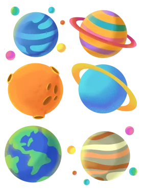 Whimsical Solar System Planets Playful Cartoon Clipart Collection