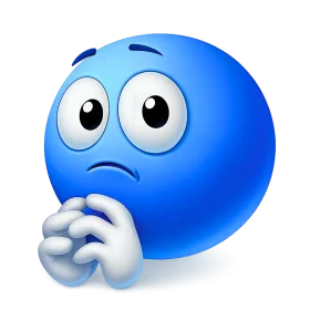 Worried Blue Emoji Clipart: Expressive 3D Emoticon with Anxious Gesture