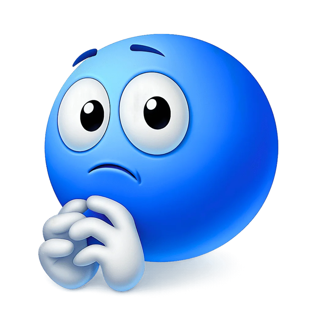 Worried Blue Emoji Clipart: Expressive 3D Emoticon with Anxious Gesture