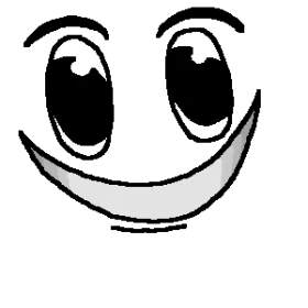 Cheerful Cartoon Face Clipart: Expressive Black and White Smile Illustration