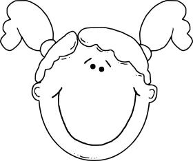 Cheerful Girl with Pigtails Clipart: A Simple and Adorable Cartoon Sketch