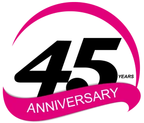 Bold 45 Years Anniversary Celebration Commemorative Clipart Design Emblem