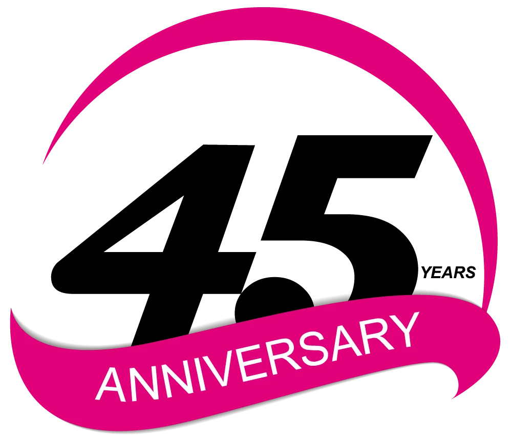 Bold 45 Years Anniversary Celebration Commemorative Clipart Design Emblem