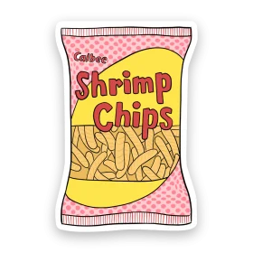 Calbee Shrimp Chips Illustrated Snack Packaging Clipart Design