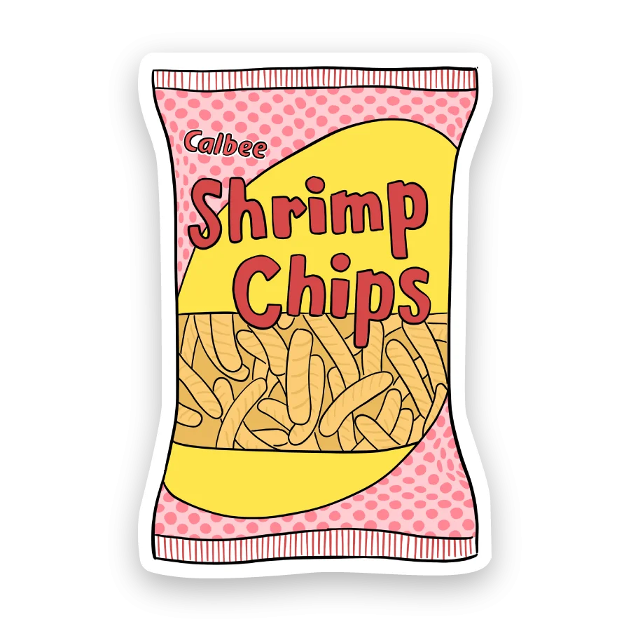 Calbee Shrimp Chips Illustrated Snack Packaging Clipart Design