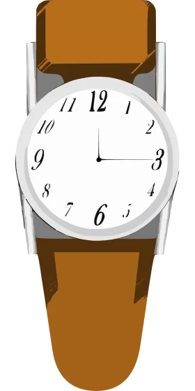 Classic Analog Wristwatch Clipart with Clean Minimalist Design and Brown Leather Strap