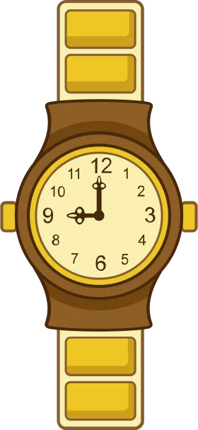 Classic Brown and Yellow Analog Wristwatch Clipart with Minimalist Design