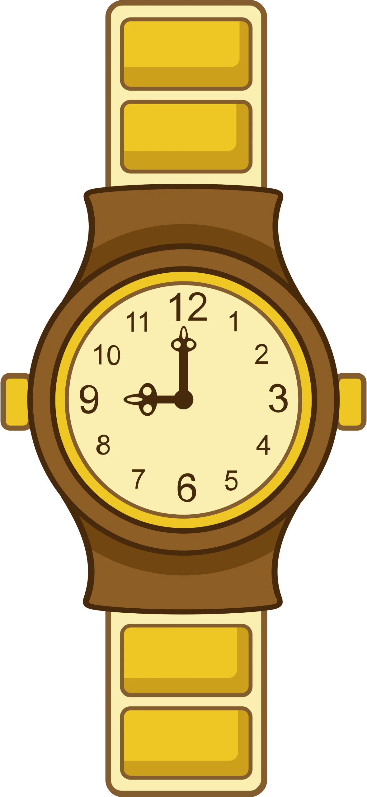 Classic Brown and Yellow Analog Wristwatch Clipart with Minimalist Design