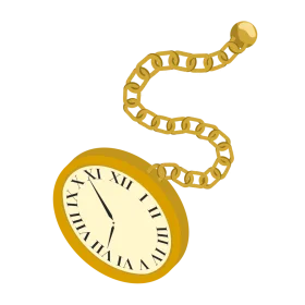 Classic Golden Pocket Watch Clipart with Elegant Chain Illustration