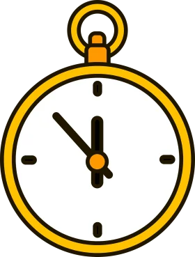 Classic Golden Pocket Watch Clipart with Minimalist Design and Stylish Outline
