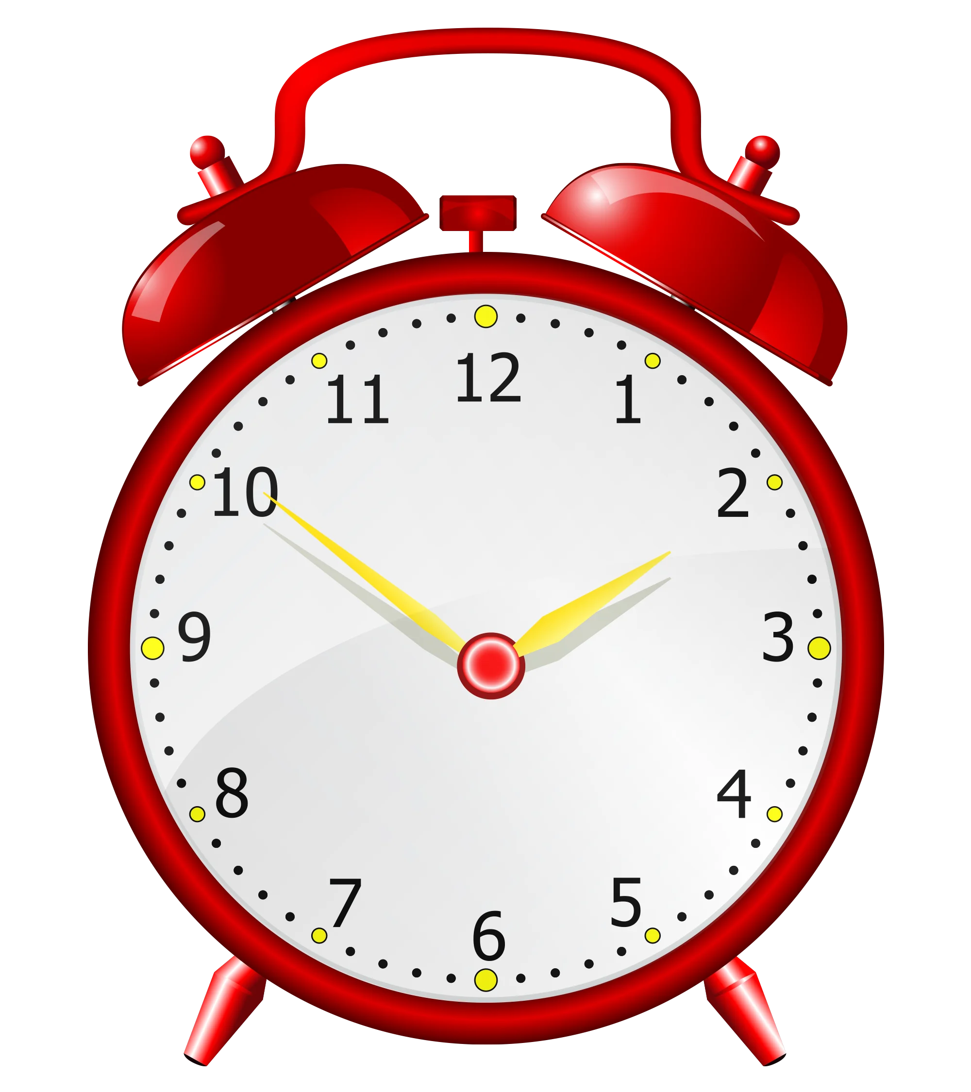 Classic Red Vintage Alarm Clock Clipart with Retro Twin Bell Design