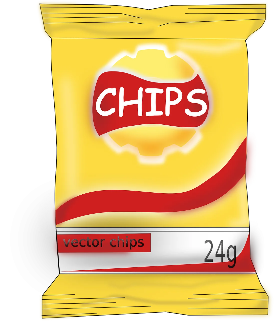 Classic Yellow Potato Chips Packaging Clipart Design with Red Logo
