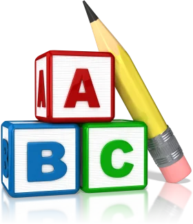 Colorful ABC Alphabet Learning Blocks and Pencil Educational Clipart Design