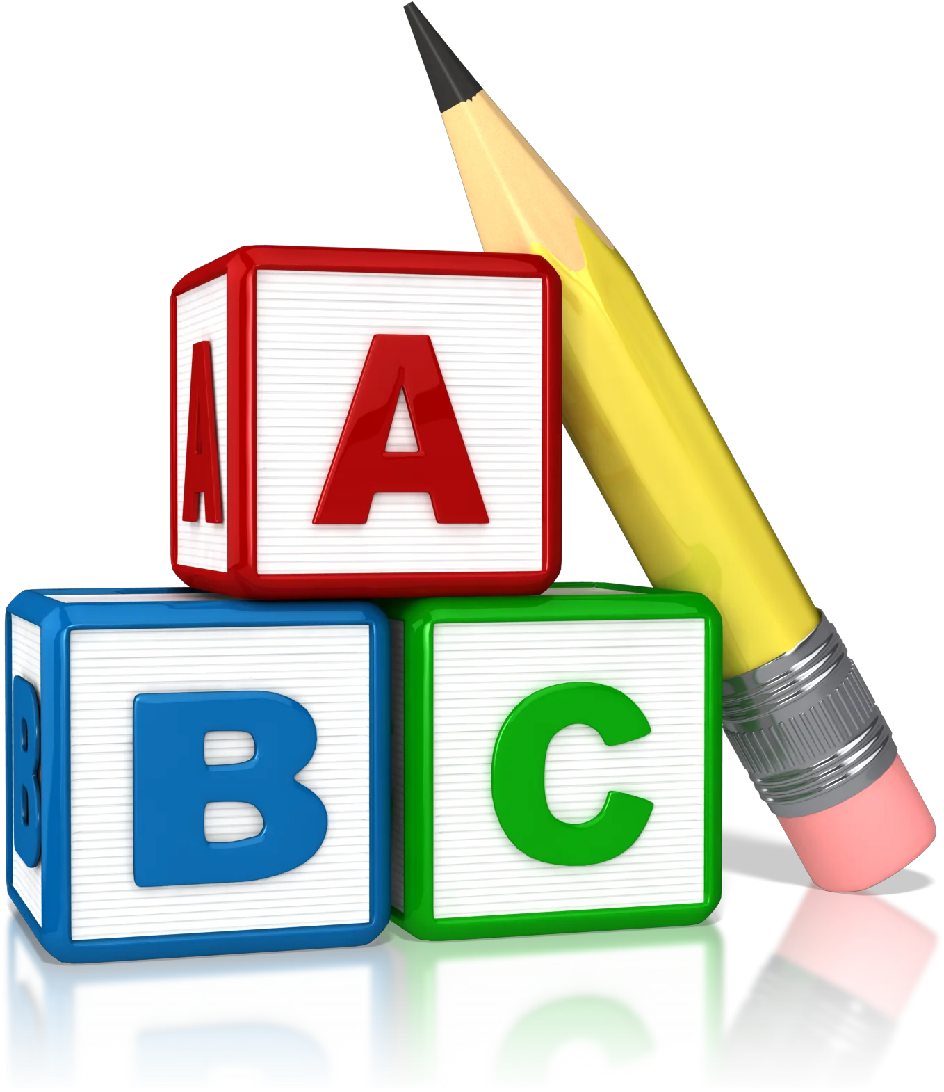 Colorful ABC Alphabet Learning Blocks and Pencil Educational Clipart Design