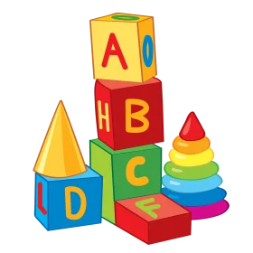 Colorful Educational Alphabet and Shape Building Blocks Clipart for Kids Learning