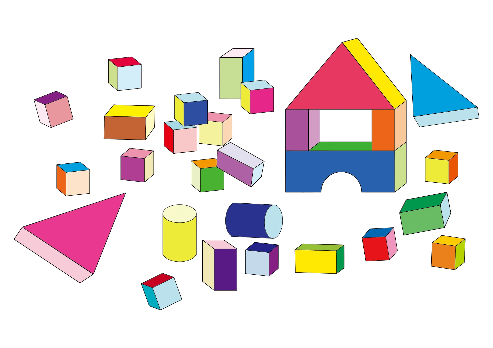 Colorful Geometric Building Blocks Clipart Collection for Creative Play