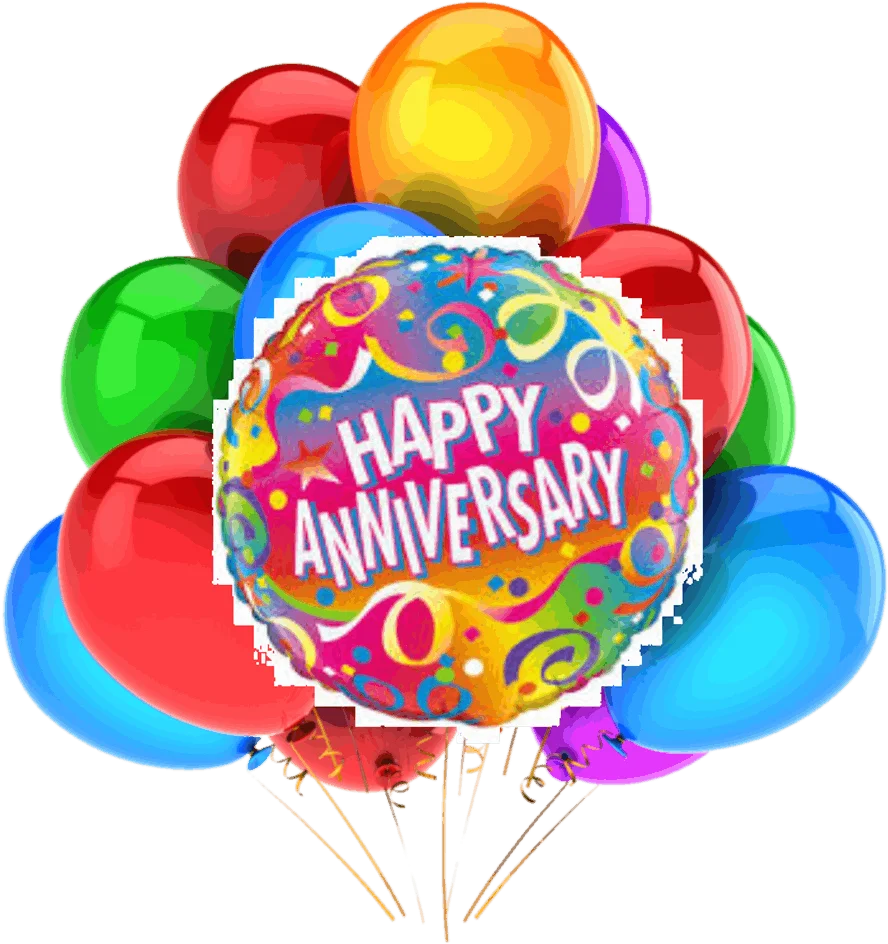 Colorful Happy Anniversary Celebration Balloon Bouquet Clipart Design