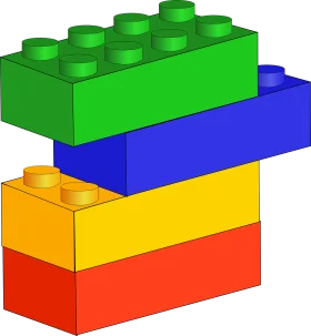 Colorful Interlocking Building Blocks Clipart: Stacked Lego-Style Construction Pieces