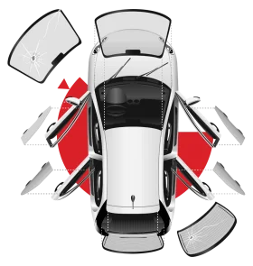 Comprehensive Auto Glass Replacement and Repair Clipart Illustration