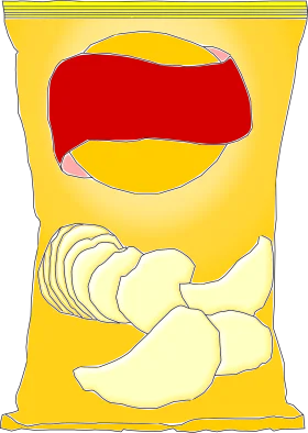 Crispy Golden Potato Chips Clipart Illustration with Stylized Packaging Design
