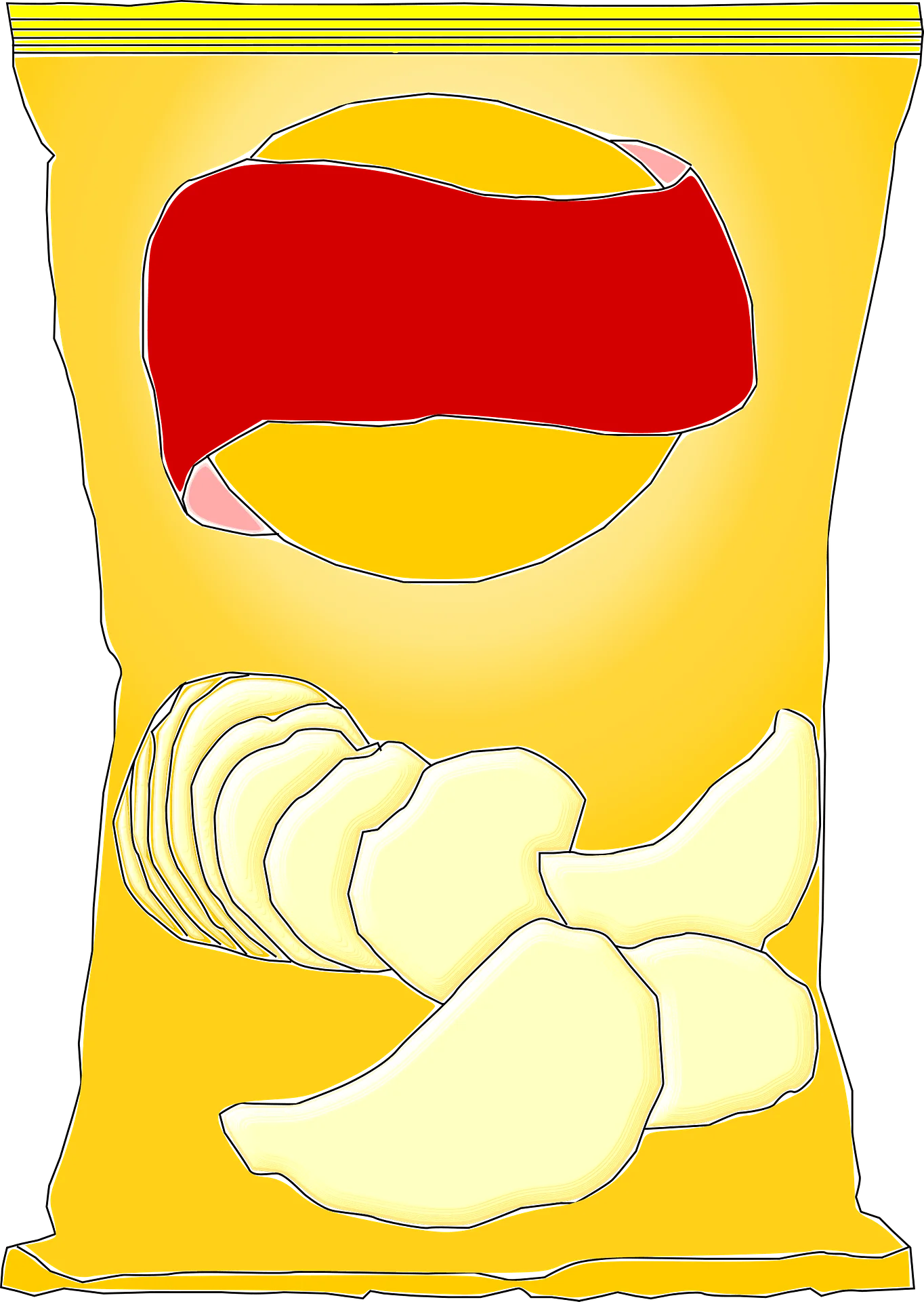 Crispy Golden Potato Chips Clipart Illustration with Stylized Packaging Design