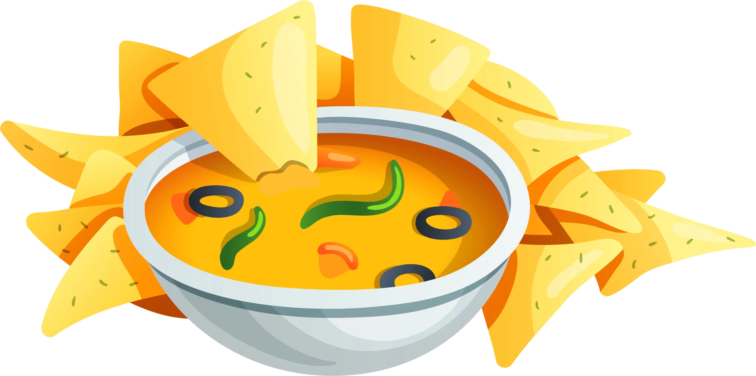 Crispy Tortilla Chips Surrounding Zesty Salsa Dip Clipart Illustration