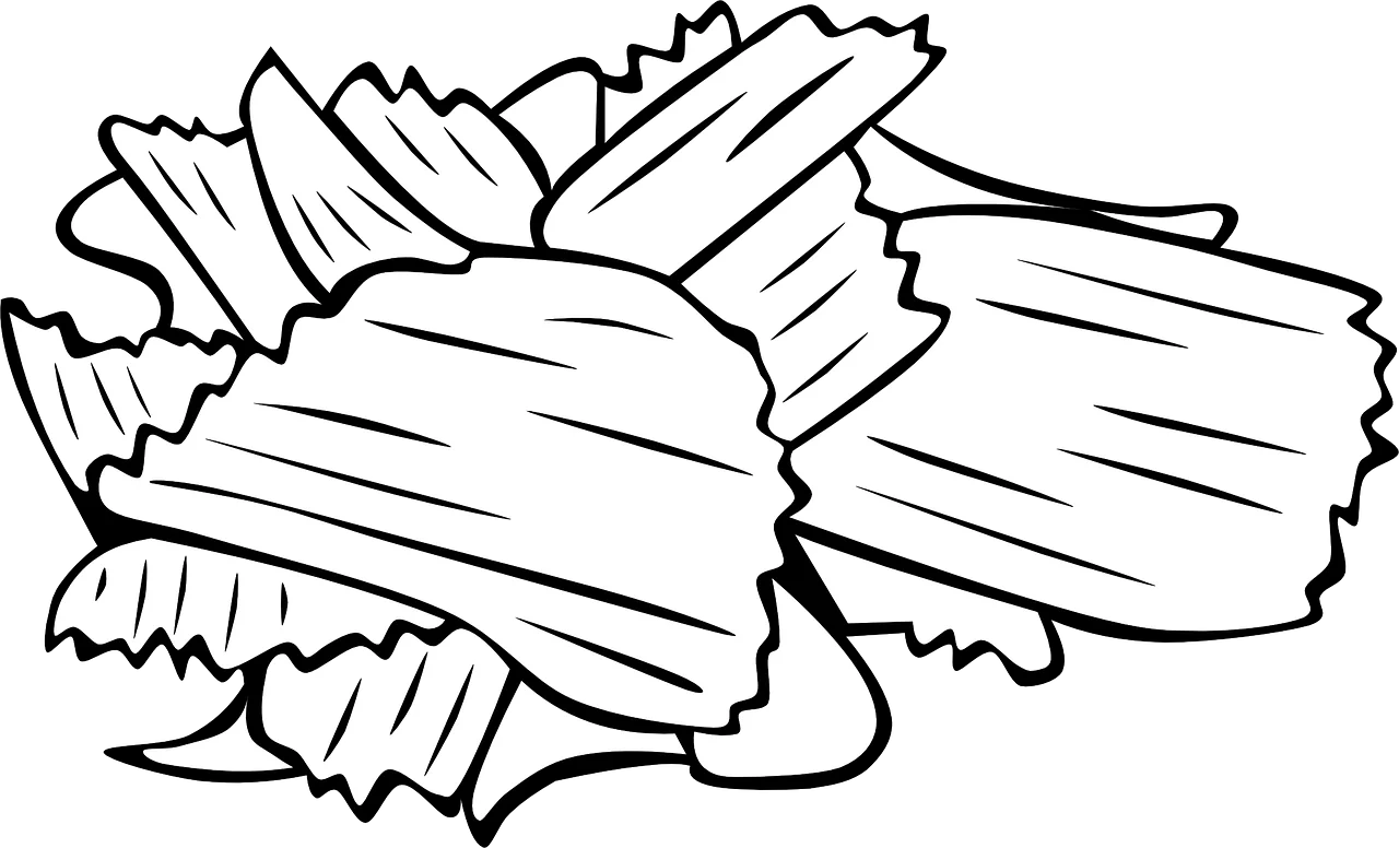 Crispy Wavy Potato Chips Clipart - Deliciously Sketched Snack Illustration