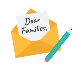 Dear Families Communication Envelope and Pencil Clipart Design