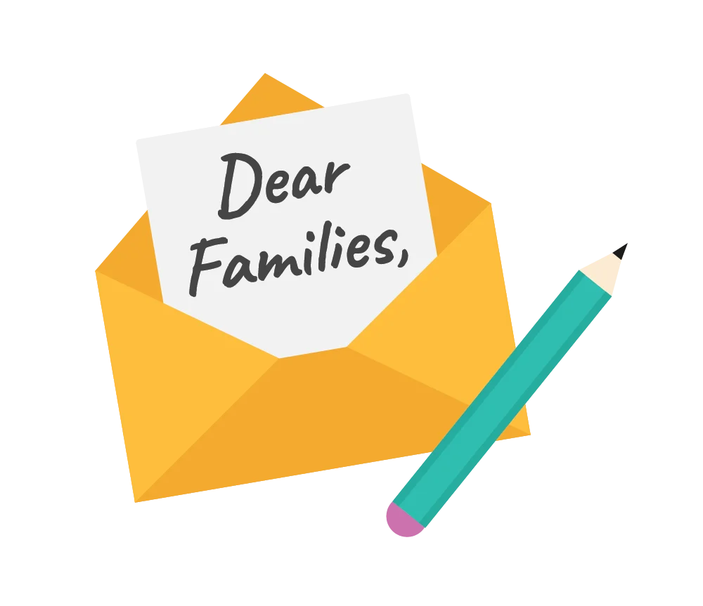 Dear Families Communication Envelope and Pencil Clipart Design
