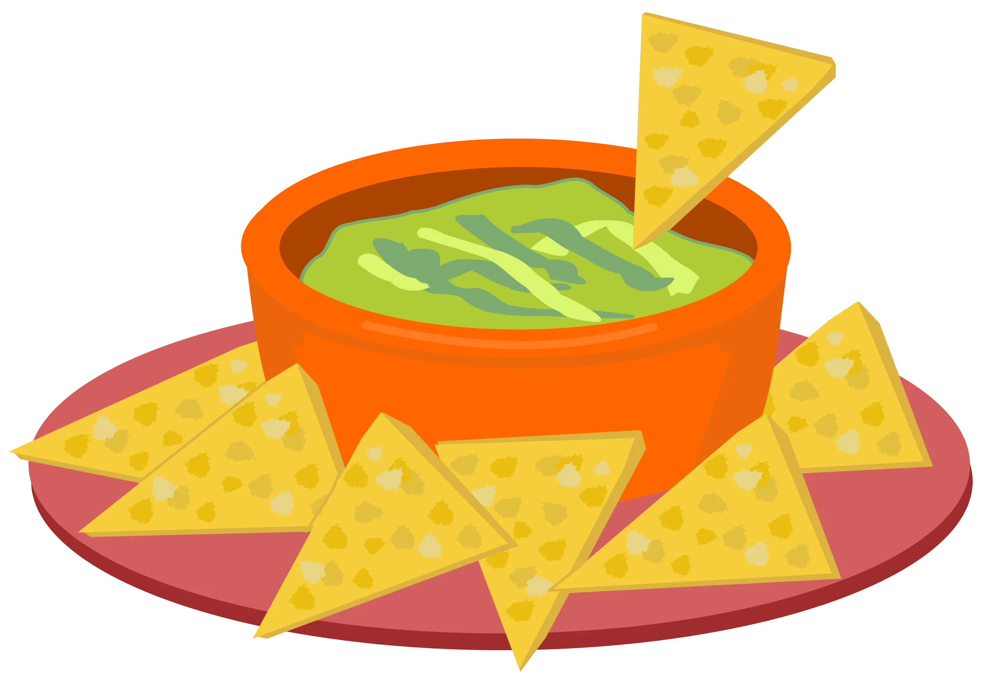 Delightful Cartoon Nachos with Guacamole Dip Clipart Illustration