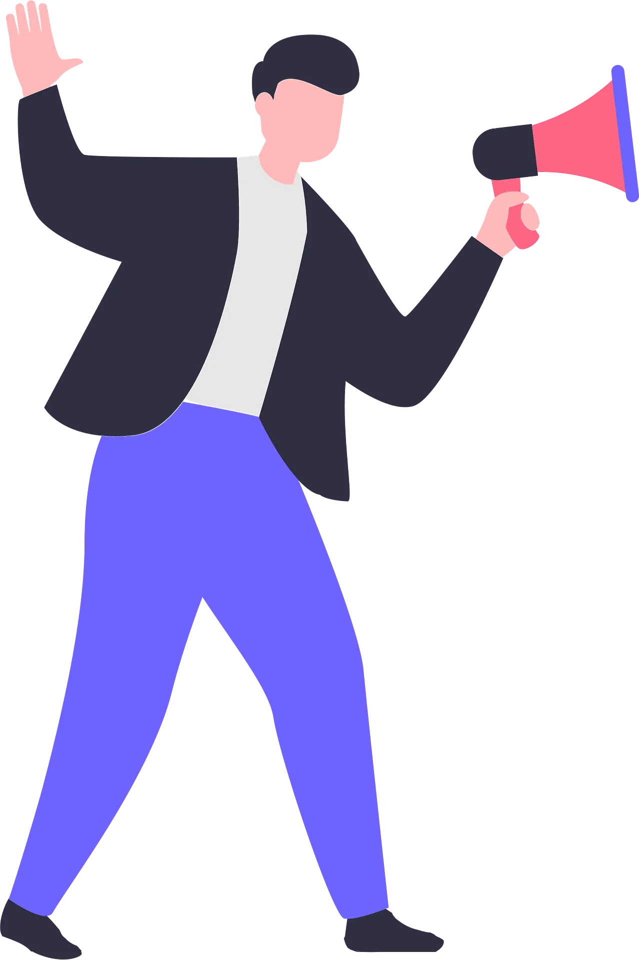 Dynamic Business Professional Announcing Message with Megaphone Clipart Design