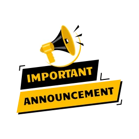 Dynamic Megaphone Important Announcement Clipart Design with Bold Typography