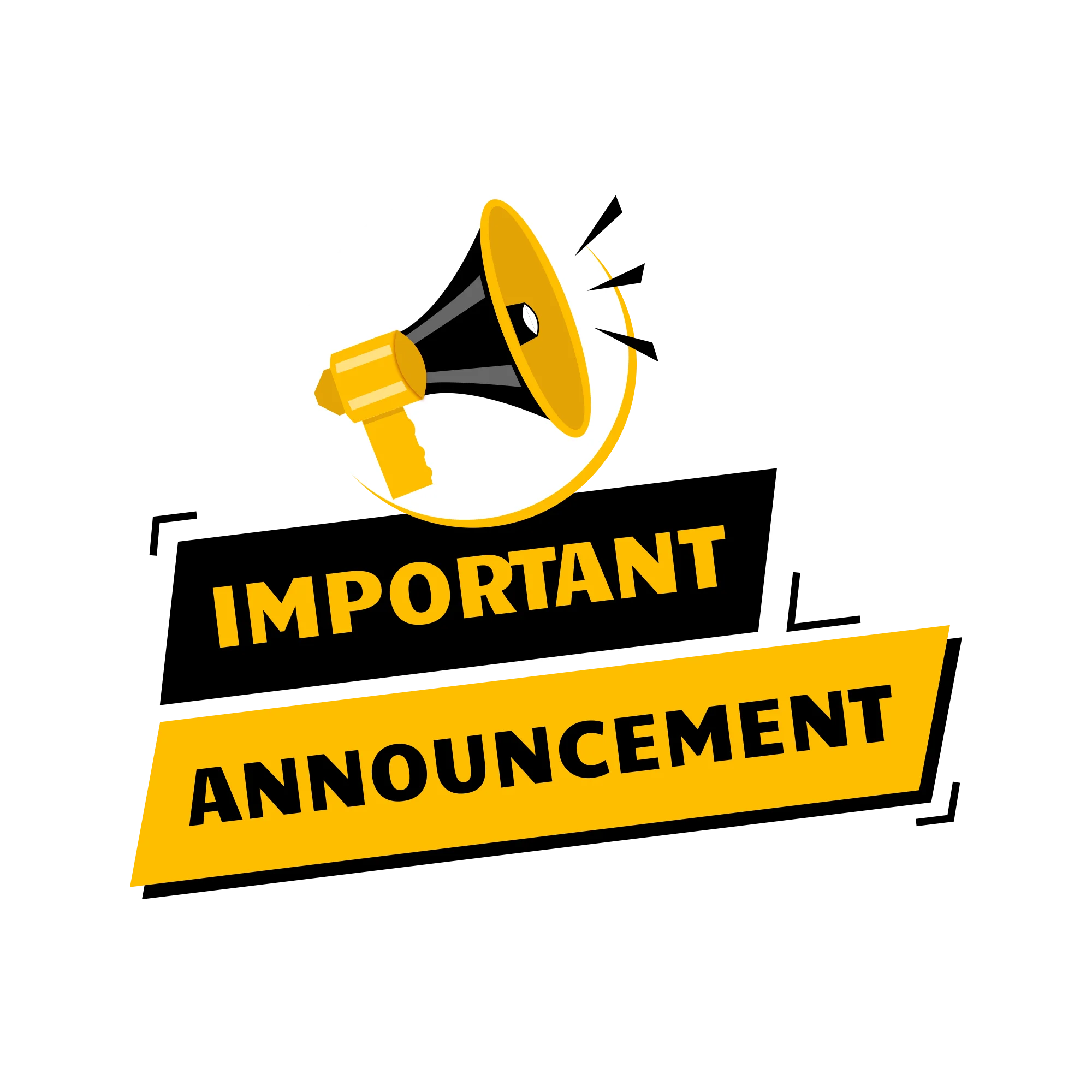 Dynamic Megaphone Important Announcement Clipart Design with Bold Typography