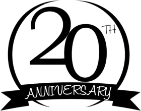 Elegant Black and White 20th Anniversary Commemorative Clipart Design