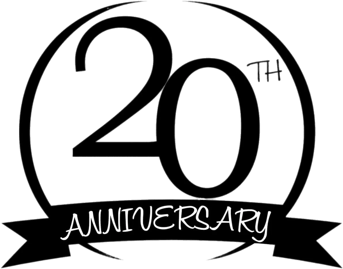 Elegant Black and White 20th Anniversary Commemorative Clipart Design