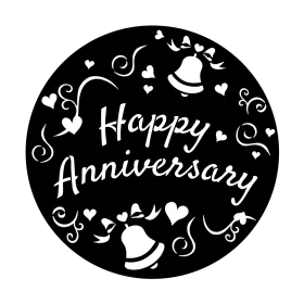 Elegant Black and White Happy Anniversary Celebration Clipart Design