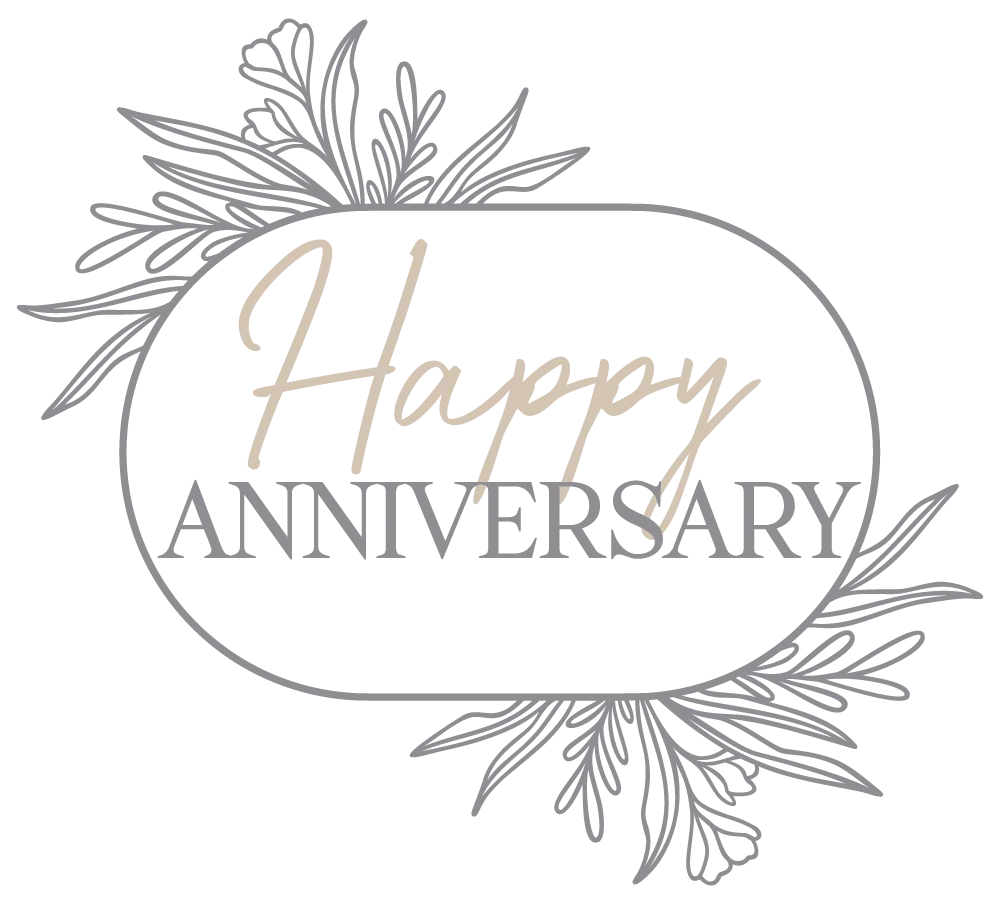 Elegant Botanical Anniversary Celebration Clipart with Delicate Floral Accents